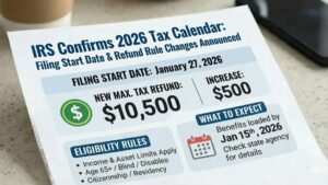 IRS Confirms 2026 Tax Calendar: Filing Start Date & Refund Rule Changes Announced
