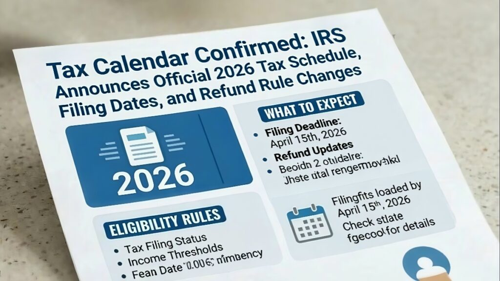 Tax Calendar Confirmed: IRS Announces Official 2026 Tax Schedule, Filing Dates, and Refund Rule Changes
