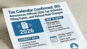 Tax Calendar Confirmed: IRS Announces Official 2026 Tax Schedule, Filing Dates, and Refund Rule Changes