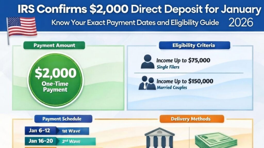 IRS Confirms $2,000 Direct Deposit for January 2026 – Know Your Exact Payment Dates and Eligibility Guide