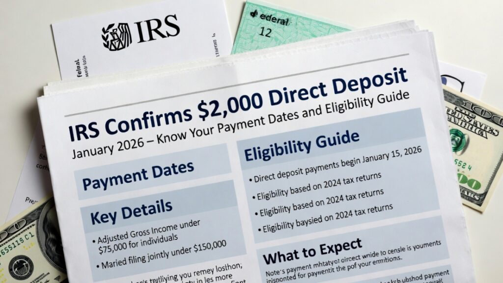 IRS Confirms $2,000 Direct Deposit for January 2026 – Know Your Payment Dates and Eligibility Guide